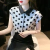 Real photos of polka dot chiffon shirts, short-sleeved ladies' summer 2022 new style, beautiful, fashionable and stylish little shirt trend Item Picture